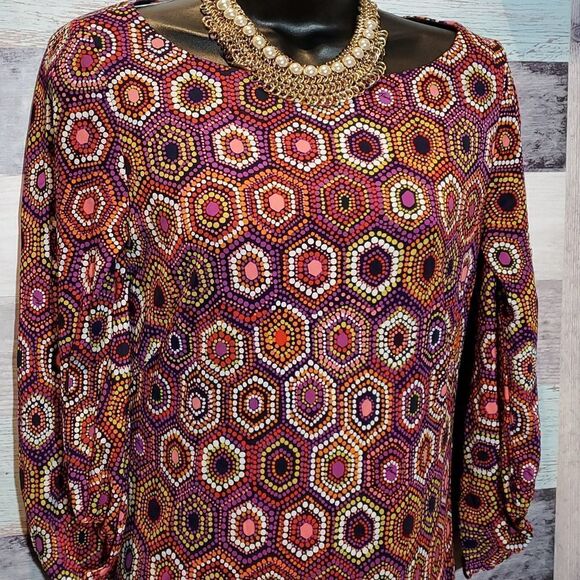 Trina Turk Bright Geometric Print Slipover Midi Dress, Sz 6 - Picture 1 of 7